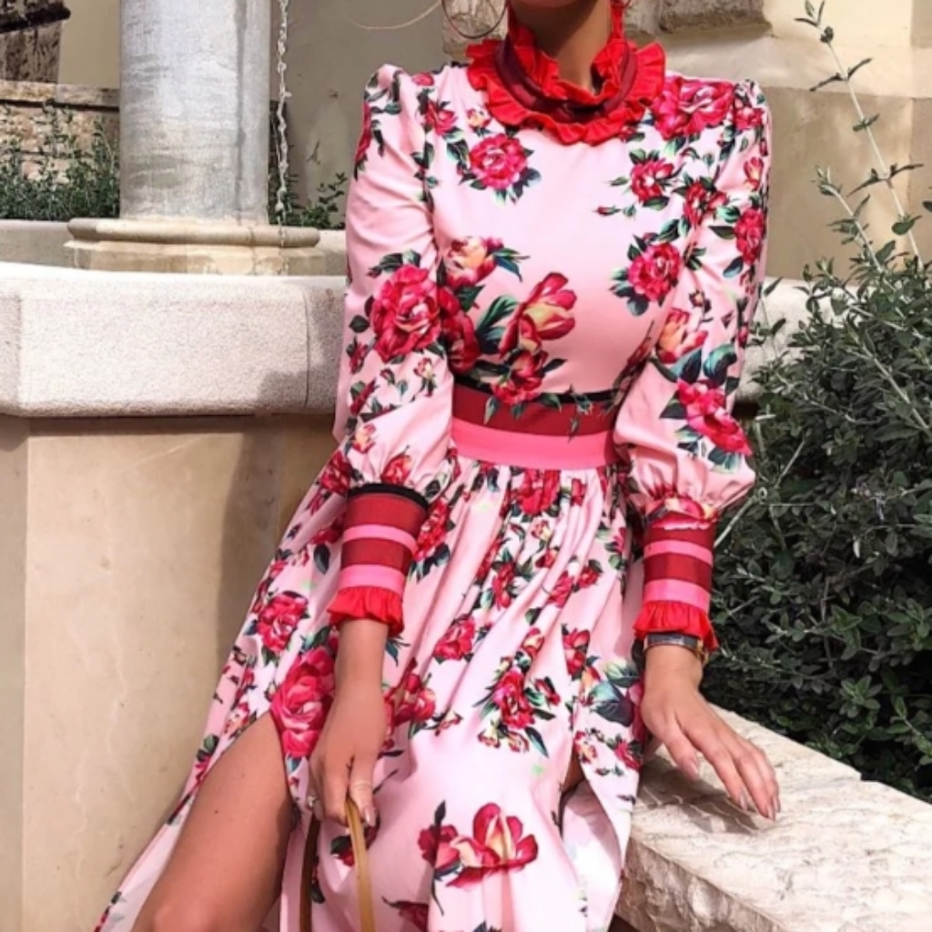 Comino Couture London "Lets Split" Floral Maxi Dress Size 6